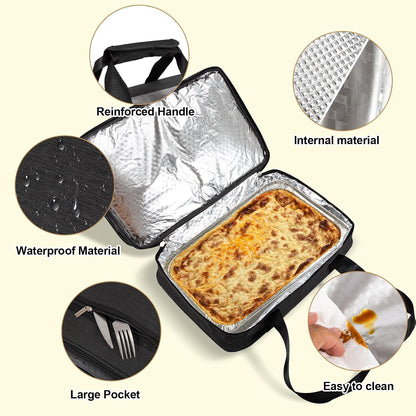 Insulated Casserole Carrier Fits Pioneer Woman Kitchen Stuff & 9x13 Baking Dish, Large Lasagna Lugger Tote, Leakproof Thermal Food Warmer Bag for Potluck, Picnic, Travel, Hot/Cold Food & Mom Gifts