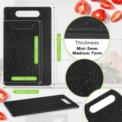 Lounsweer 2 Pcs Small Cutting Board for Kitchen Mini Plastic Cutting Board Set Bar Dishwasher Safe Granite Color Food for Camping Food Fruits Prep Vegetables Easy Grip(6" x 10",White)