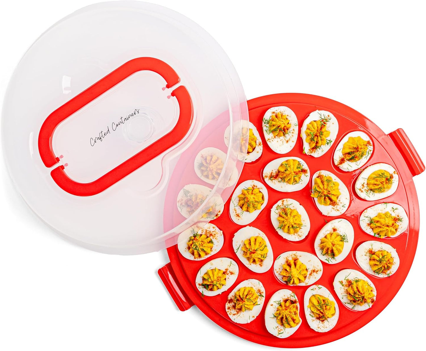Deviled Egg Containers with Lid & Handles, 22-Count Portable Carrier, Dishwasher Safe Tray, Refrigerator Storage, High-Capacity Trays Deviled Egg Holder - Blue