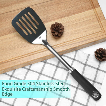 Stainless Steel Slotted Turner Spatula, Metal Spatula for Cast Iron & Stainless Steel Pans, Thin Edge Kitchen Turner for Eggs, Pancakes, Burgers, Dishwasher Safe