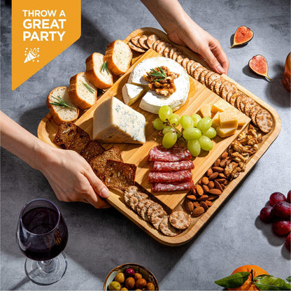 Bambüsi Charcuterie Boards - Large Bamboo Charcuterie Board Set with Knives Serving Accessories, Cheese Tray - House Warming Gifts New Home, Wedding Gift, Bridal Shower Gifts, Birthday Gifts Women Men