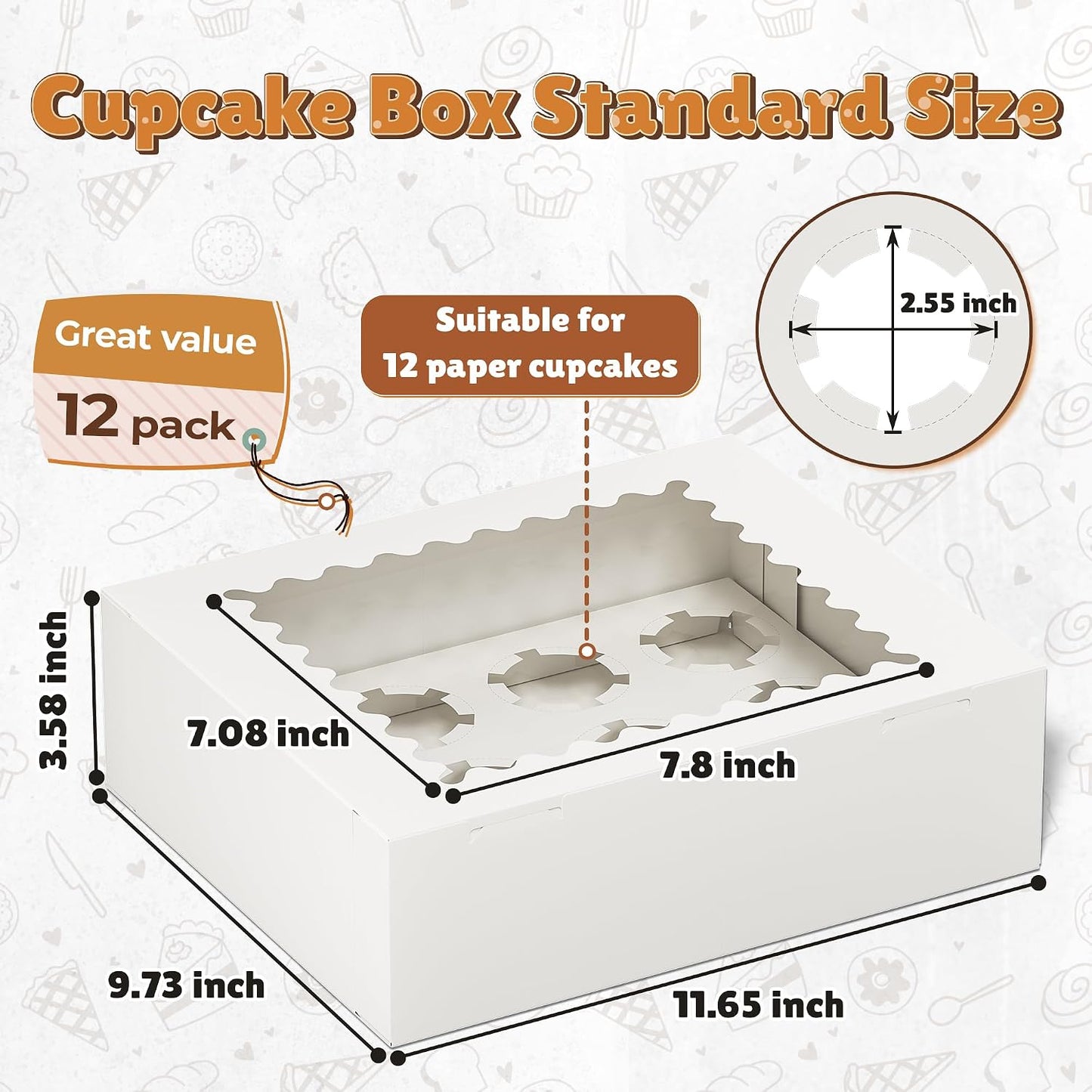 RYDDOY 4 Pack Cupcake Boxes, Hold 12 Standard Cupcakes, Cupcake Containers with Window and Inserts, High Grade Cupcake Holder, for Birthday Holiday Party, Supplies for Cupcakes, Desserts and More