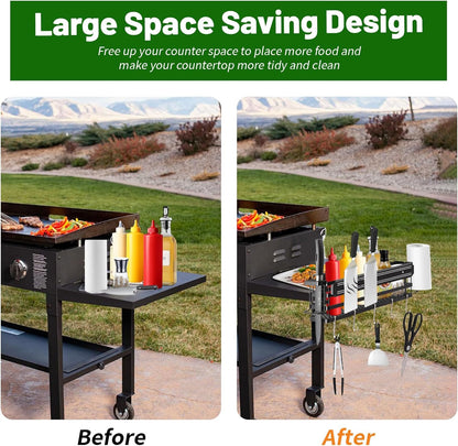 Blackstone Griddle Caddy with Magnetic Tool Holder & Paper Towel Holder, Foldable Blackstone 28/36 Inch Griddle Accessories, Portable Space Saving Grill Caddy BBQ Accessories