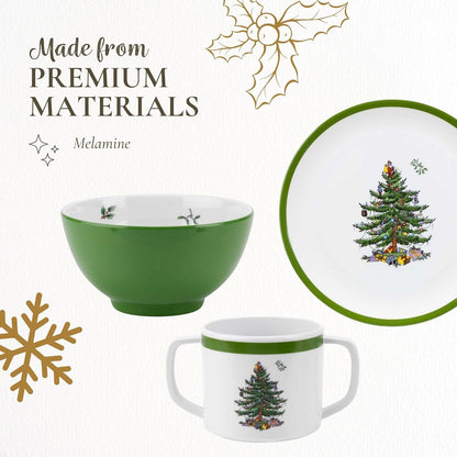 Spode Christmas Tree Melamine Chip and Dip | 14 Inch Serving Platter for Cheese, Appetizers, Chips, Salsa and more, Made of Melamine perfect for Hosting Indoors and Outdoors | Dishwasher safe