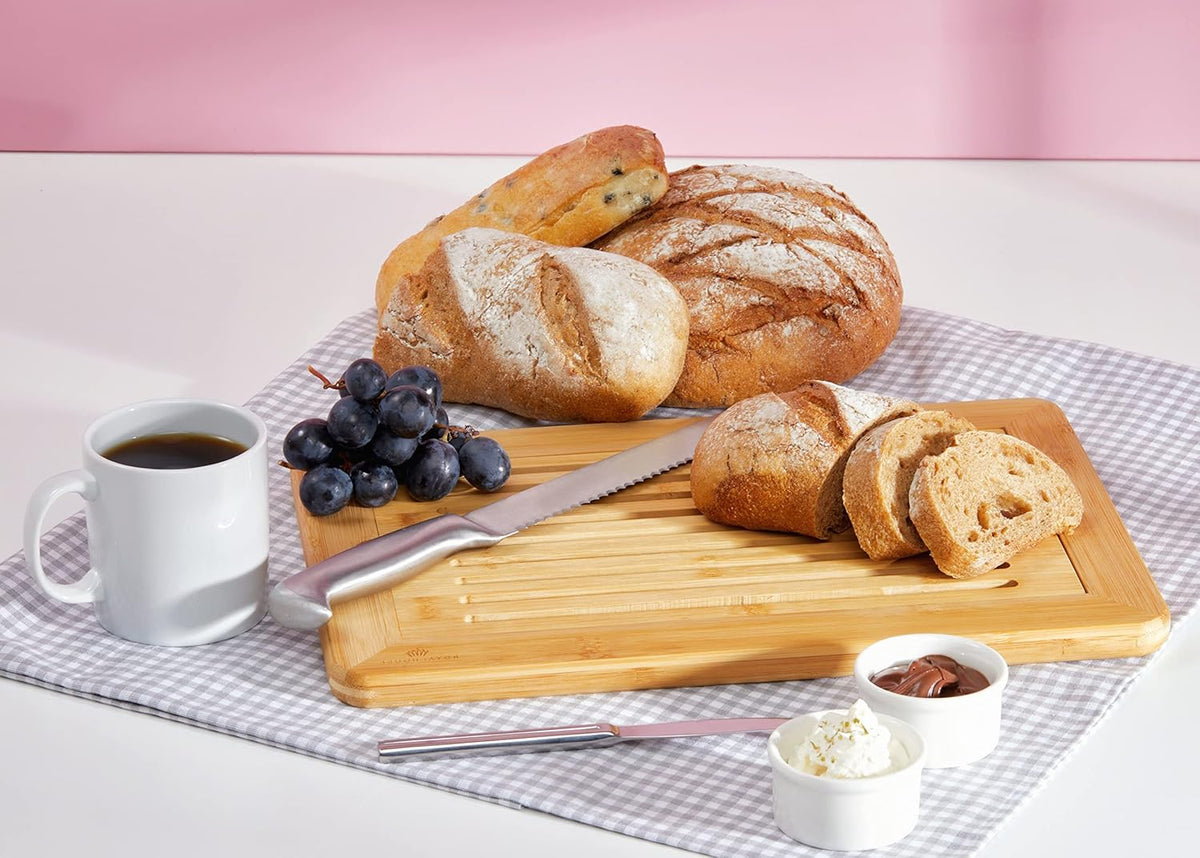 RoyalHouse Large Premium Natural Bamboo Bread Cutting Board