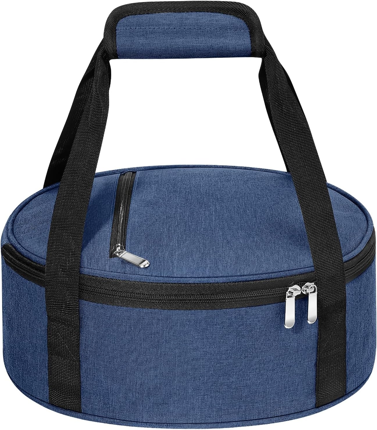 Round Insulated Casserole Carrier – 12" Portable Pie Carrier Bag for Hot or Cold Food, Leakproof Thermal Lunch Tote with Handle for Parties Picnic & Travel - Grey