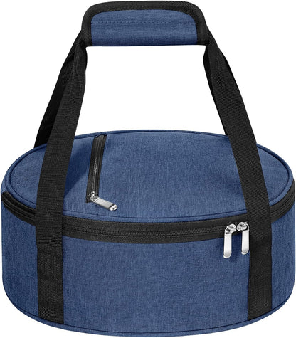 Round Insulated Casserole Carrier – 12" Portable Pie Carrier Bag for Hot or Cold Food, Leakproof Thermal Lunch Tote with Handle for Parties Picnic & Travel - Grey