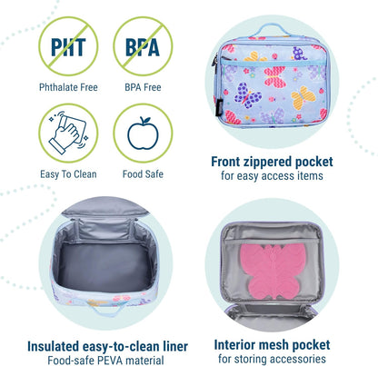 Wildkin Kids Insulated Lunch Box, Keeps Food Hot or Cold, BPA-Free with Mesh Pockets & Easy-Clean Lining – Ideal for School, Travel & Daycare – Holographic
