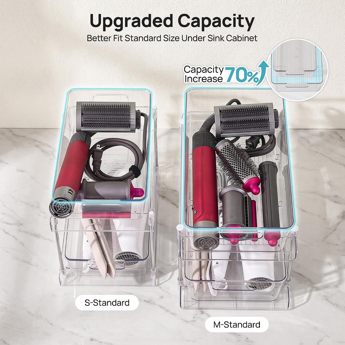 Vtopmart 4 Pack Bathroom Under Sink Organizers Organizer, 2 Tier Clear Pull-Out Organization (S-Standard)