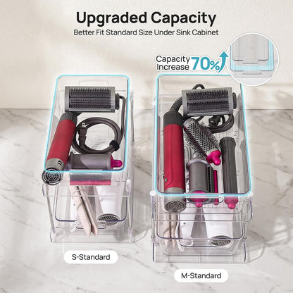 Vtopmart 4 Pack Bathroom Under Sink Organizers Organizer, 2 Tier Clear Pull-Out Organization (S-Standard)