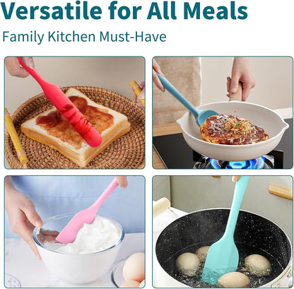 5-Piece Silicone Spatula Set–Food Grade Material, Withstands Extreme Heat Up to 600°F, Comfortable Ergonomic Grip for Safe and Easy Baking, Cooking, and Nonstick Pan Use, Dishwasher Safe