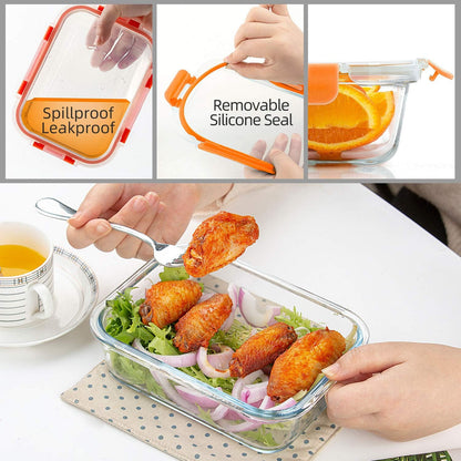 C CREST [10 Pack] Glass Meal Prep Containers, Food Storage Containers with Lids Airtight, Glass Lunch Boxes, Microwave, Oven, Freezer and Dishwasher Safe