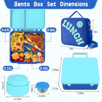 Aimsnk Kids Bento Lunch Box with 8oz Soup Thermo, Kids Leakproof Lunch Food Containers with 4 Compartment,Insulated Hot Food Jar with Lunch Bag for School, Travel (Pink)