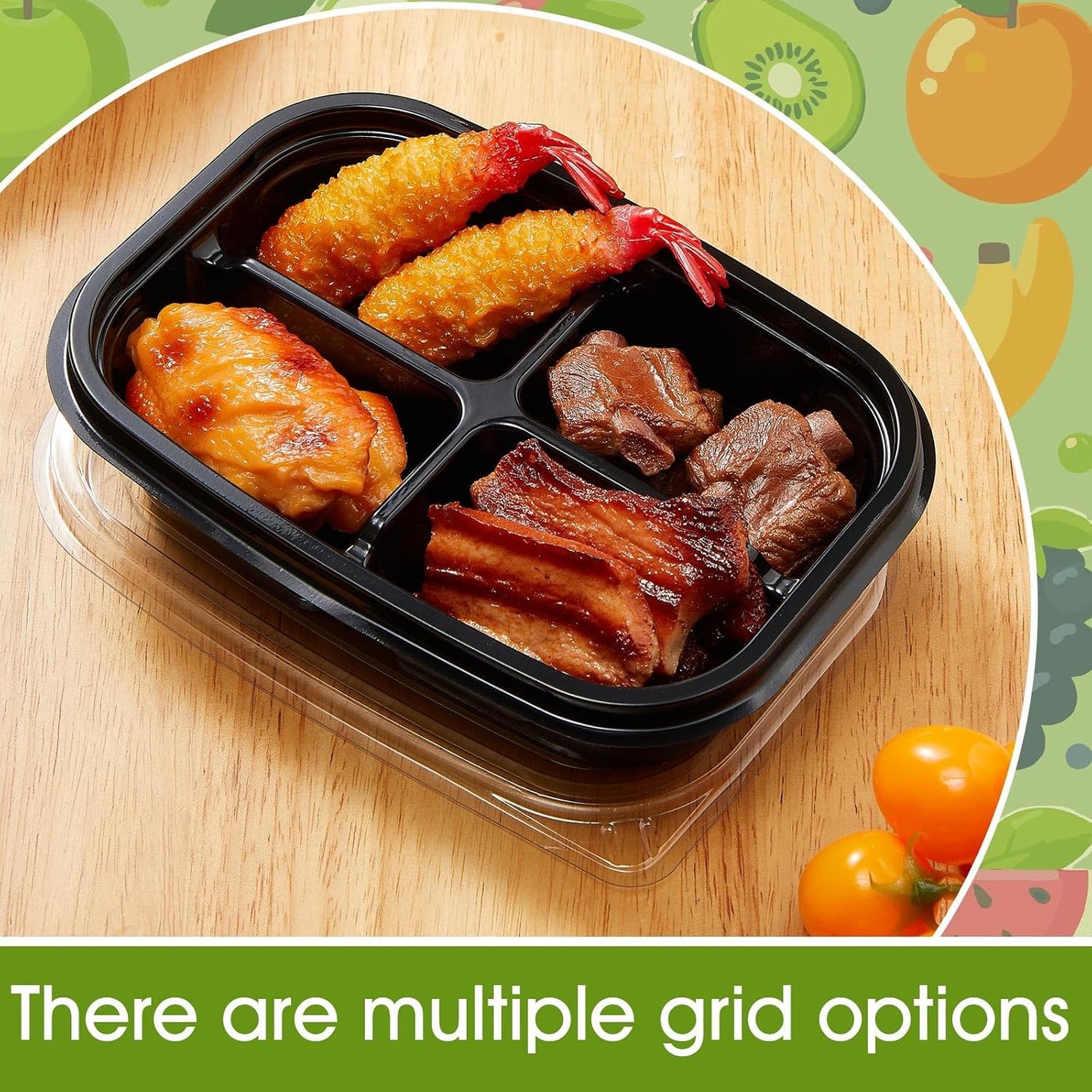 Chunful 36 Pcs 3 Compartment Transparent Snack Containers with Lids Disposable Bento Box Plastic Food Meal Prep Containers for Condiment Salad Dipping School Work Lunch