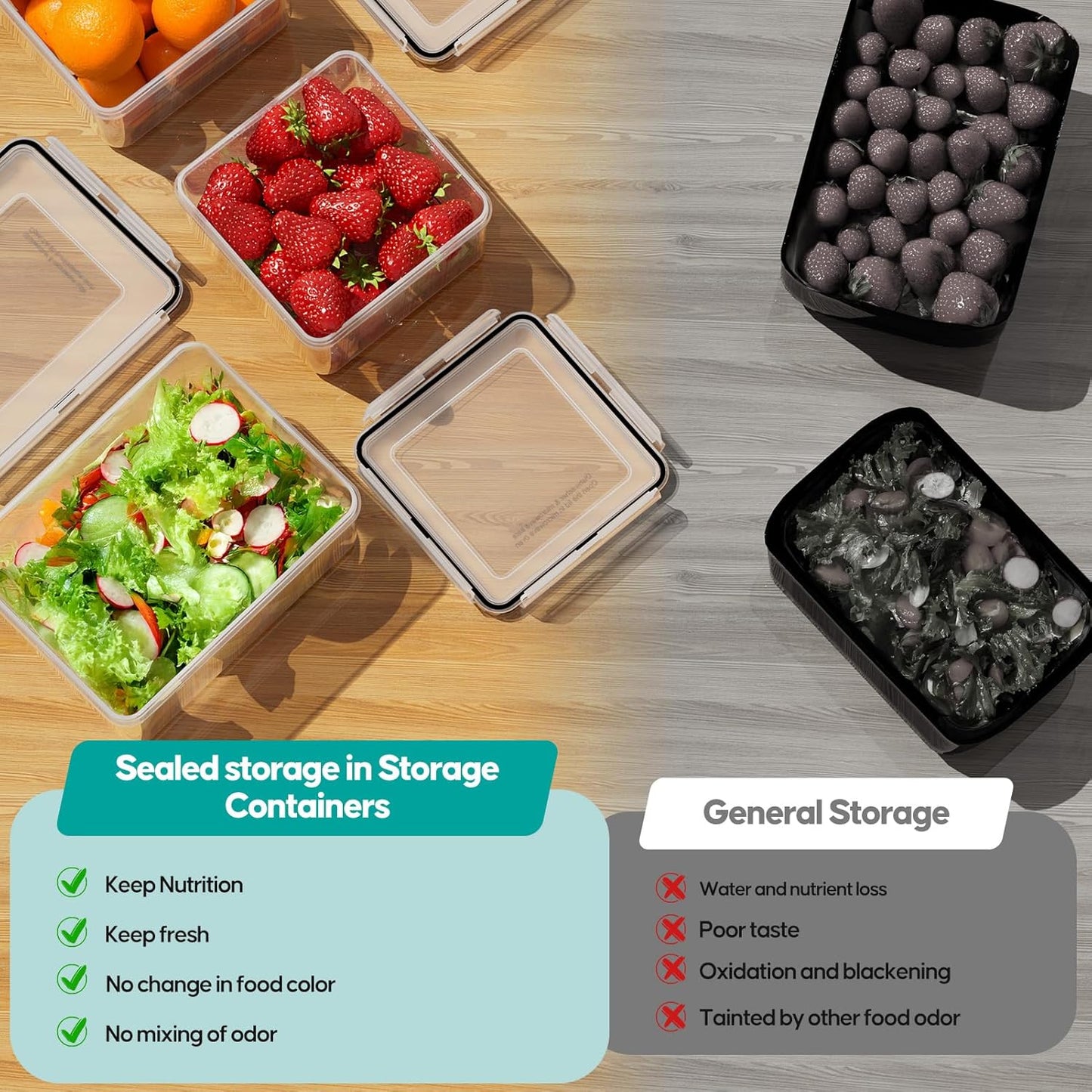 JSCARES 62 PCS Large Food Storage Containers with Lids Airtight (31 Lids & 31 Containers)- Reusable Plastic Leakproof Meal-Prep Container for Kitchen Storage Organization Microwave/Dishwasher Safe