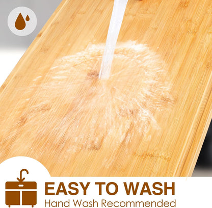 Extra Large Cutting Board, 17.6" Bamboo Cutting Boards for Kitchen with Juice Groove and Handles Kitchen Chopping Board for Meat Cheese board Heavy Duty Serving Tray, XL, Empune
