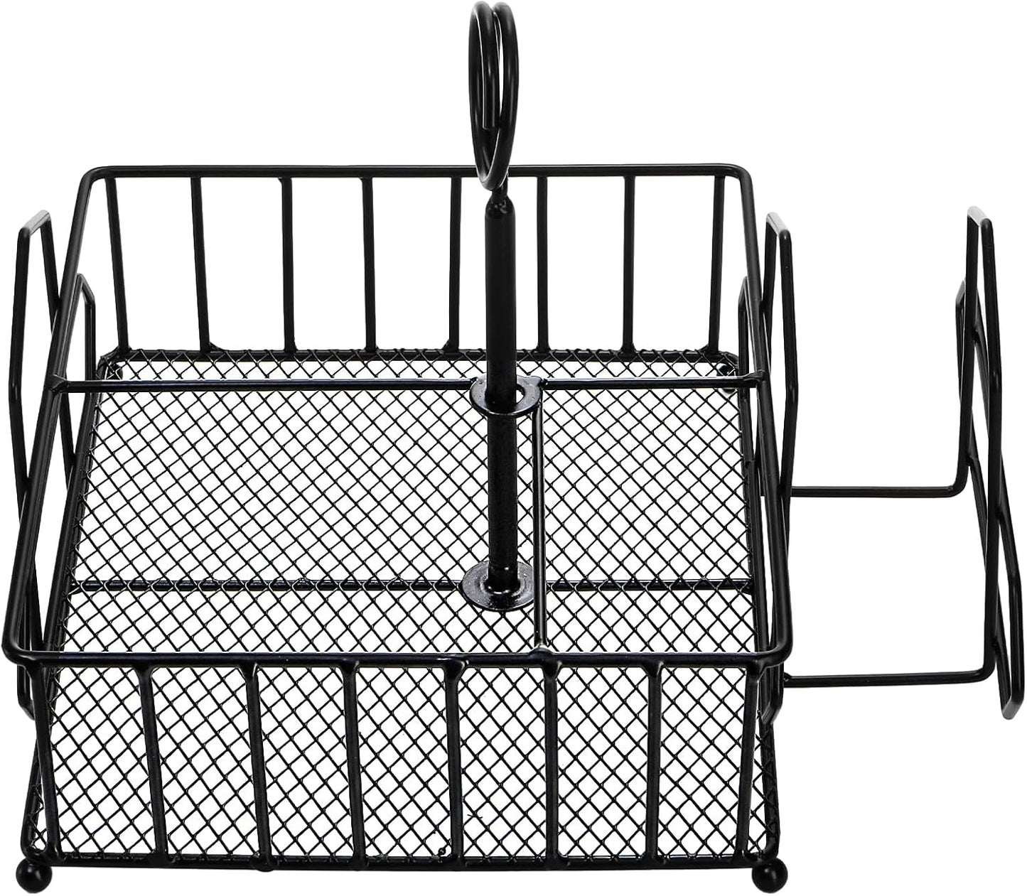 ZOOFOX Metal Napkin Holder with Salt and Pepper Shakers, 2-in-1 Condiment Holder for Table, 4 Compartment Restaurant Wrought Iron Condiment Rack for Party, Camping, Picnic
