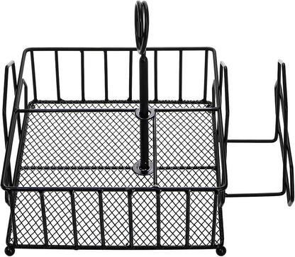 ZOOFOX Metal Napkin Holder with Salt and Pepper Shakers, 2-in-1 Condiment Holder for Table, 4 Compartment Restaurant Wrought Iron Condiment Rack for Party, Camping, Picnic