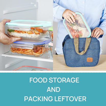 Vtopmart 10 Pack 35oz Glass Food Storage Containers with Lids, Meal Prep Containers, Airtight Reusable Lunch Container Set, Safe for Oven, Microwave, Freezer, and Dishwasher, Grey