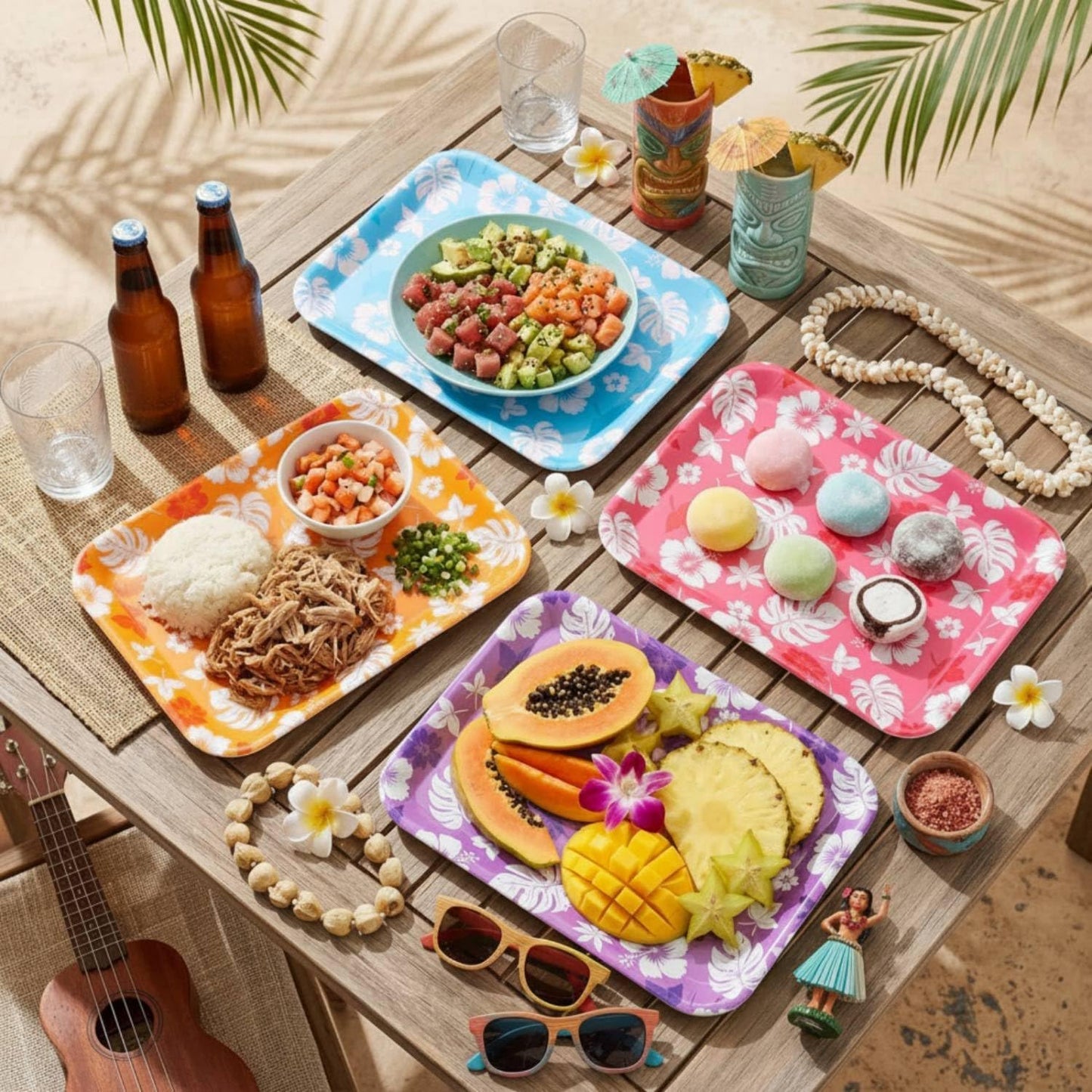 4 Pieces Basketball Serving Trays - Sports Melamine Platters Reusable Rectangle Party Trays for Basketball Sports Theme Party Food Dessert Serving Supplies, 13 x 9.7 inch