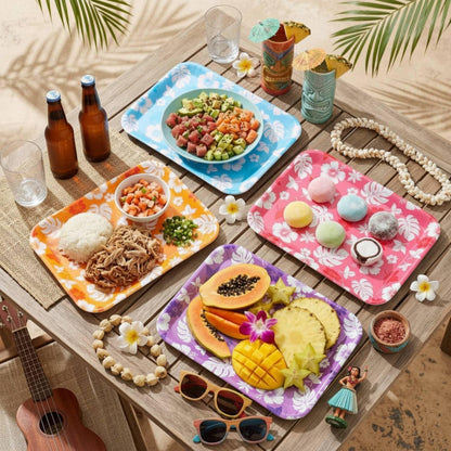 4 Pieces Basketball Serving Trays - Sports Melamine Platters Reusable Rectangle Party Trays for Basketball Sports Theme Party Food Dessert Serving Supplies, 13 x 9.7 inch