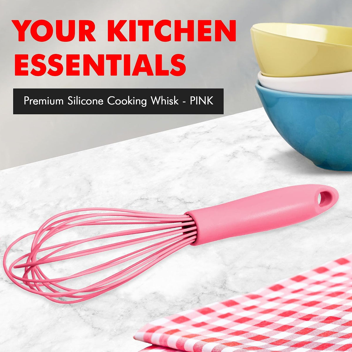 Chef Craft Premium Silicone Wire Cooking Whisk, 10.5 Inch, Red