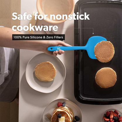 DI ORO Silicone Turner Spatula Set - Kitchen Spatulas for Nonstick Cookware - Cooking Utensils for Flipping Eggs & Pancakes - 600°F Heat-Resistant BPA Free Turners - Dishwasher Safe (4pc, Black)