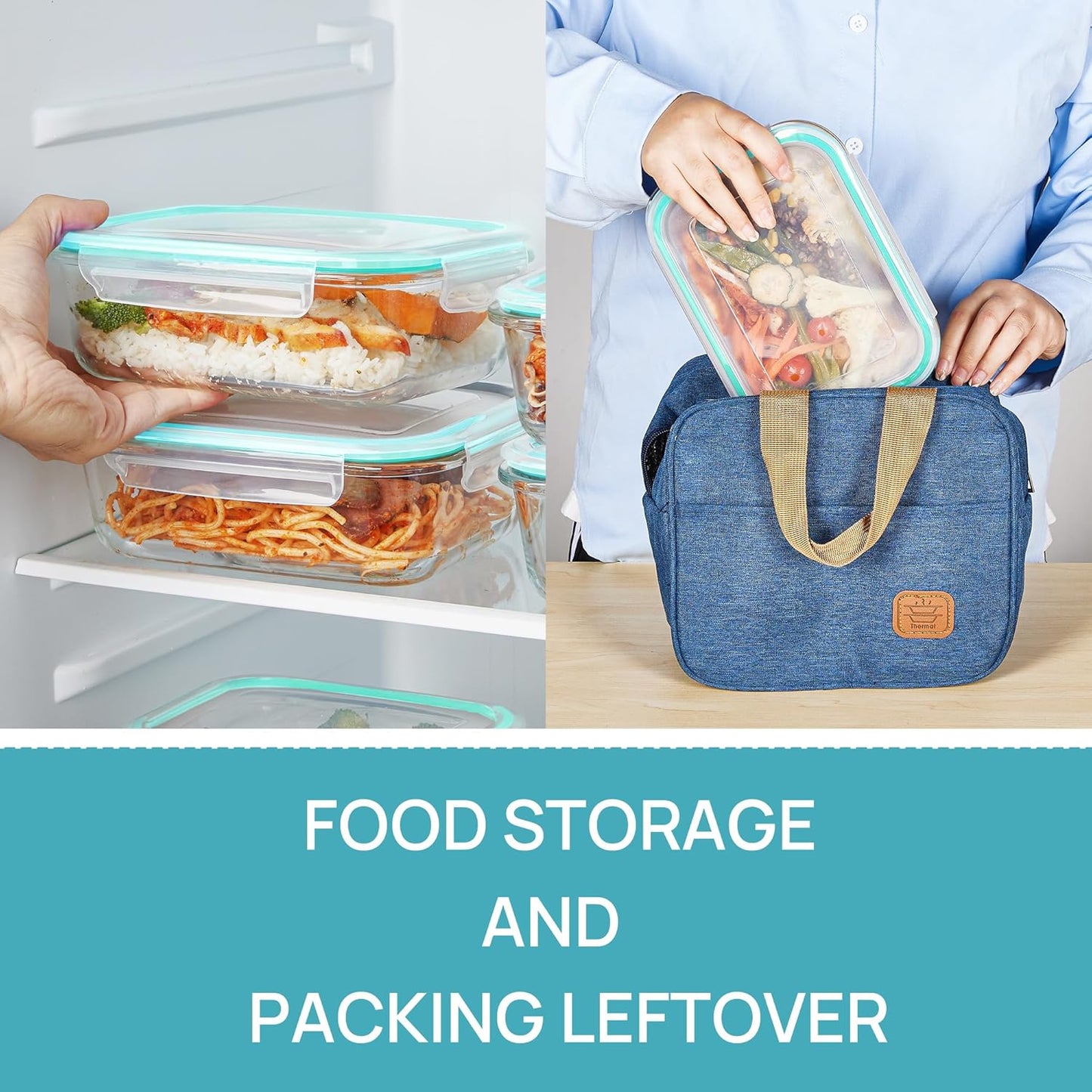 Vtopmart 10 Pack 35oz Glass Food Storage Containers with Lids, Meal Prep Containers, Airtight Reusable Lunch Container Set, Safe for Oven, Microwave, Freezer, and Dishwasher, Grey