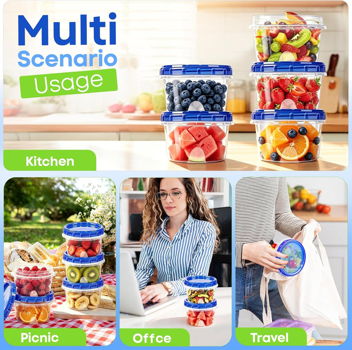 Freezer Storage Containers, 10 Pack-32 Oz Food Storage Containers with Twist Top Lids,BPA Free, Reusable, Meal Prep,Microwave and Dishwasher Safe
