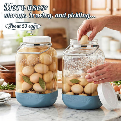 2 Pack 1.5 Gallon Large Glass Jar with Airtight Lid, Wide Mouth Glass Flour Sugar Storage Containers with Scale Marks for Pantry Organizers, Glass Canisters with Heavy-duty Handles & Non-slip Bases