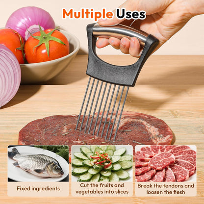 Onion Slicer with Cover, Onion Cutter, Meat Tenderizer Tool (Black)