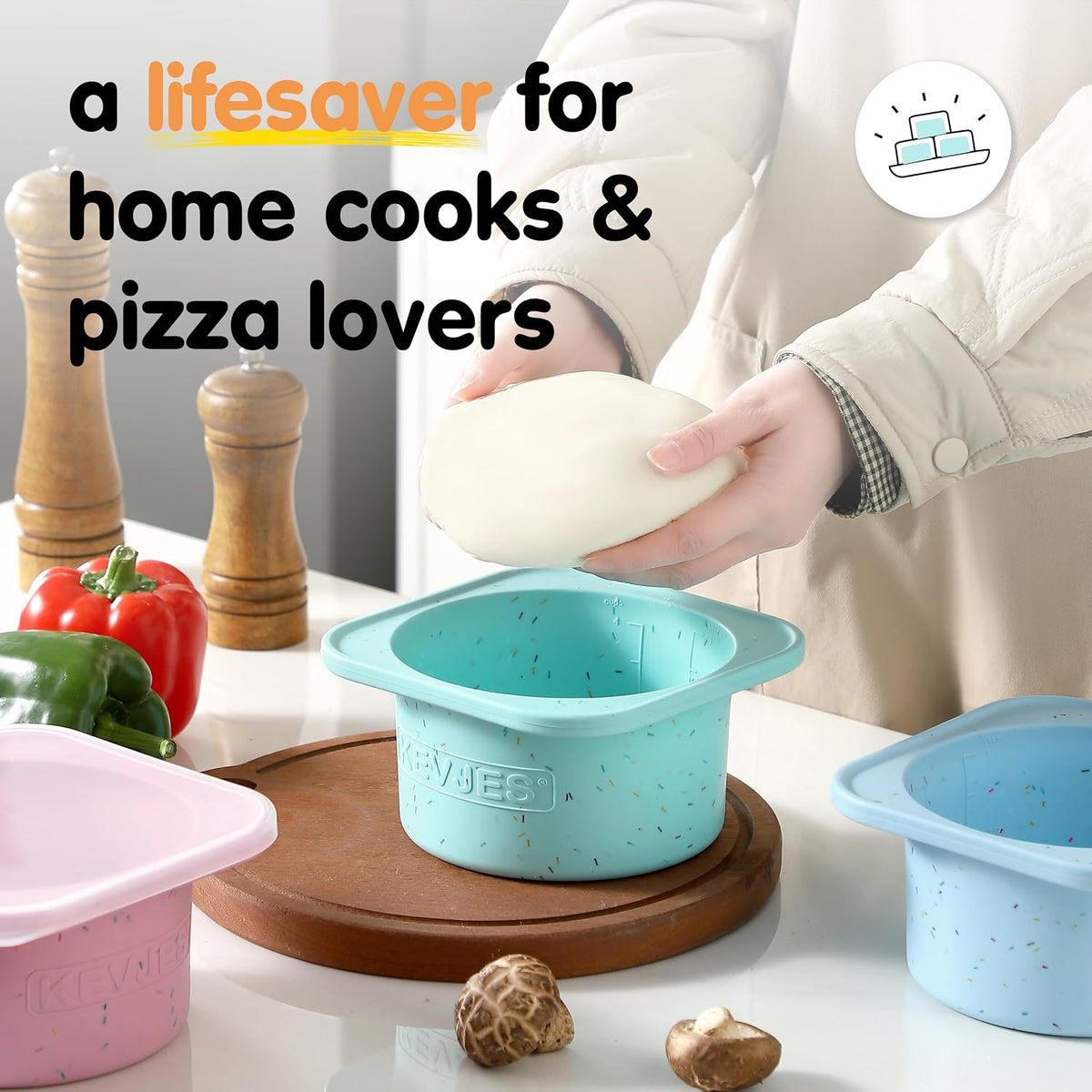 PLUS 1000ml Pizza Dough Proofing Containers, 2-Pack, Green