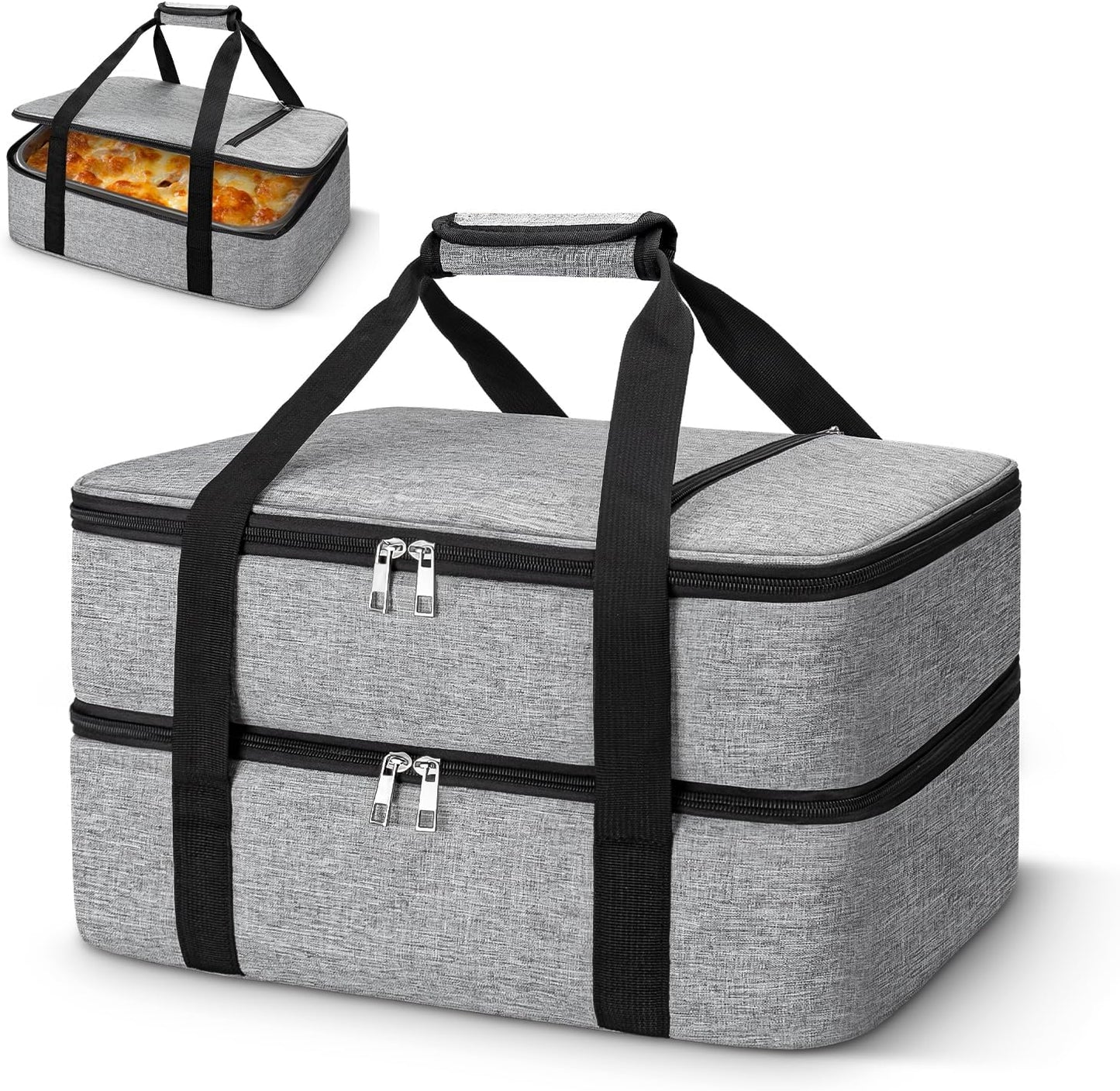 Coobiiya Insulated Casserole Carrier,Lasagna Lugger Tote Keeps Food Hot or Cold,Thermal Lunch Bag Warmer & Cooler Carrier Bag,Portable Tote Bag Fits 9" x 13" Baking Dish for Picnic and Cookout