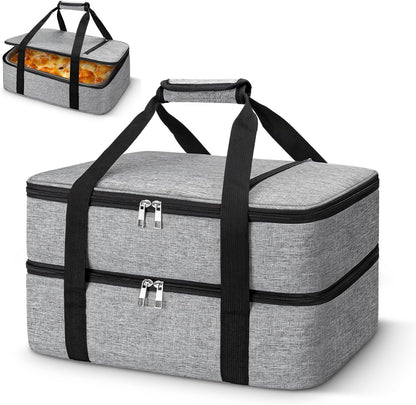 Coobiiya Insulated Casserole Carrier,Lasagna Lugger Tote Keeps Food Hot or Cold,Thermal Lunch Bag Warmer & Cooler Carrier Bag,Portable Tote Bag Fits 9" x 13" Baking Dish for Picnic and Cookout