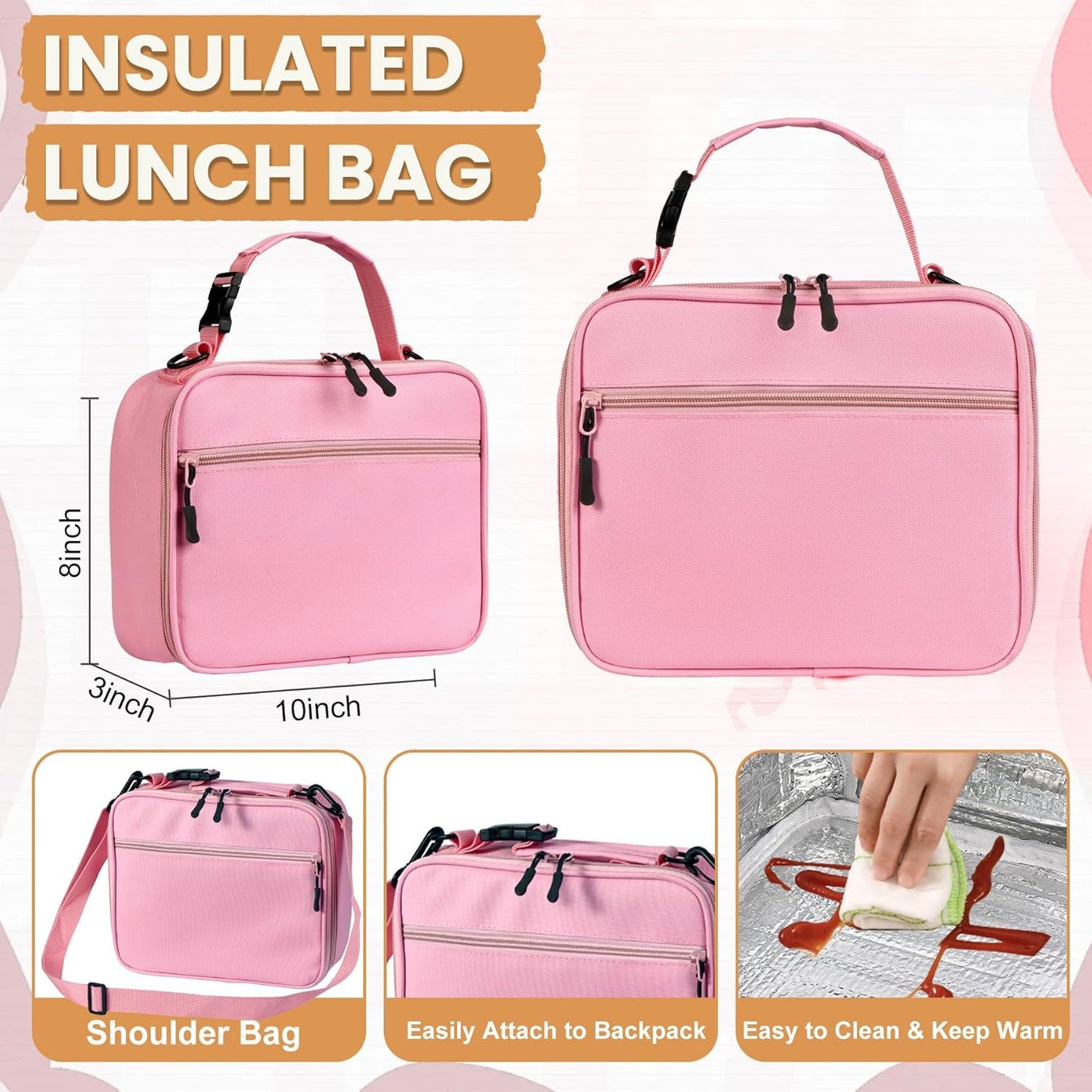 PIQUEBAR Bento Lunch Box for Kids with Thermo Ice Pack Lunch Food Container Insulated Bag, 18oz Plastic Sport Water Bottle for Kid Girls Boys
