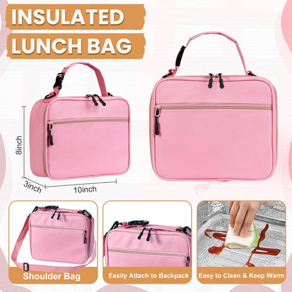 PIQUEBAR Bento Lunch Box for Kids with Thermo Ice Pack Lunch Food Container Insulated Bag, 18oz Plastic Sport Water Bottle for Kid Girls Boys