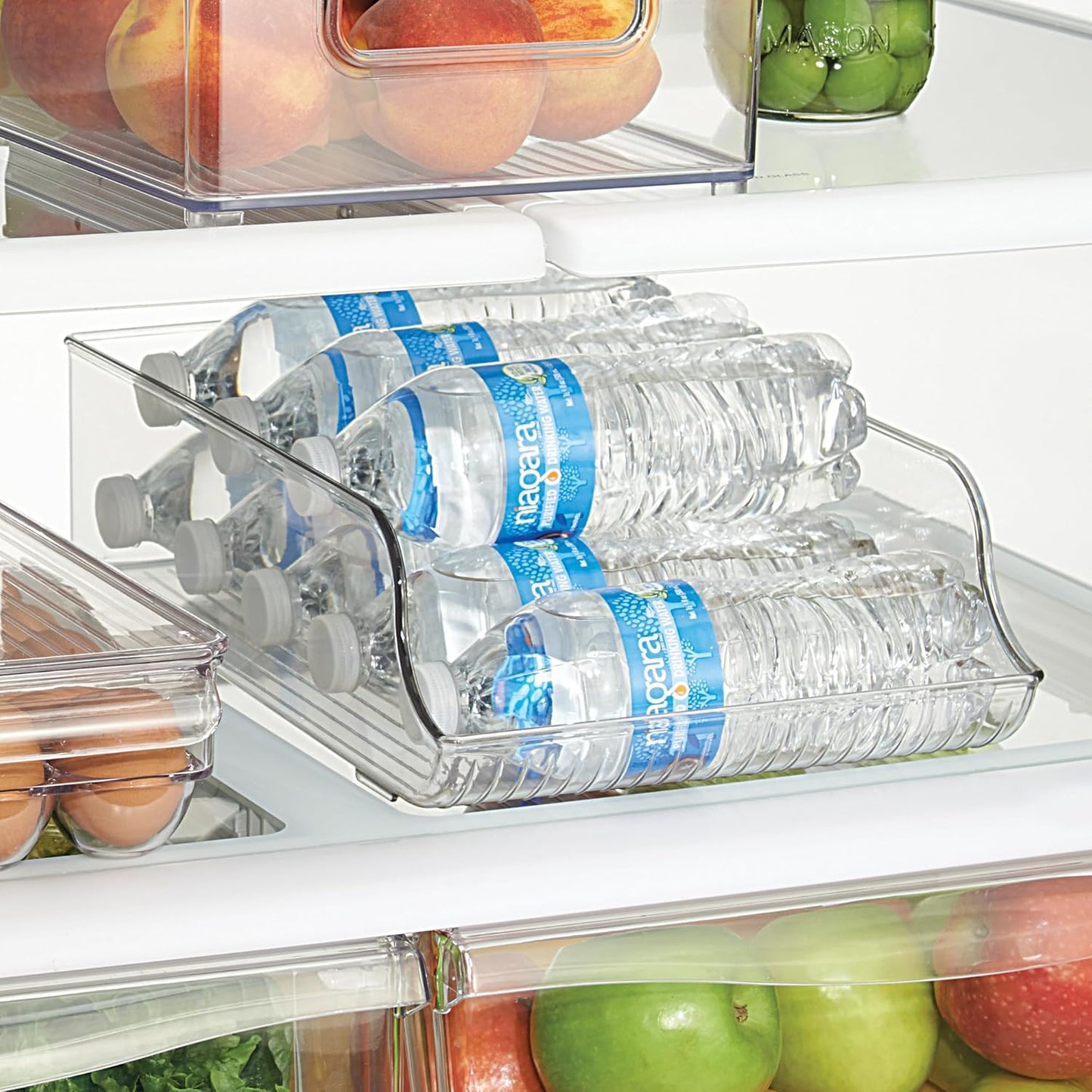 iDesign Plastic Stackable Pantry Bin - Storage Bin with Handles for Cabinets or Fridge - Set of 2 - Clear