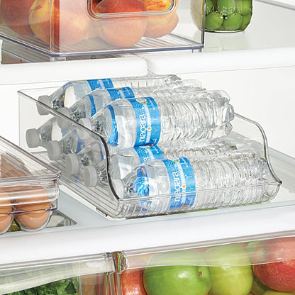 iDesign Fridge Storage Bin Set - Includes Bins with Handles and Water Bottle Holder, Set of 8, Clear