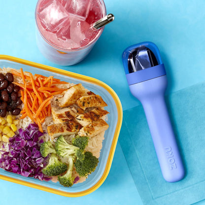 ZOKU Pocket Utensil Set, Blue - Stainless Steel Fork, Knife, and Spoon Nest in Case - Portable Design for Travel, School, Work, Picnics, Camping and Outdoor Home Use