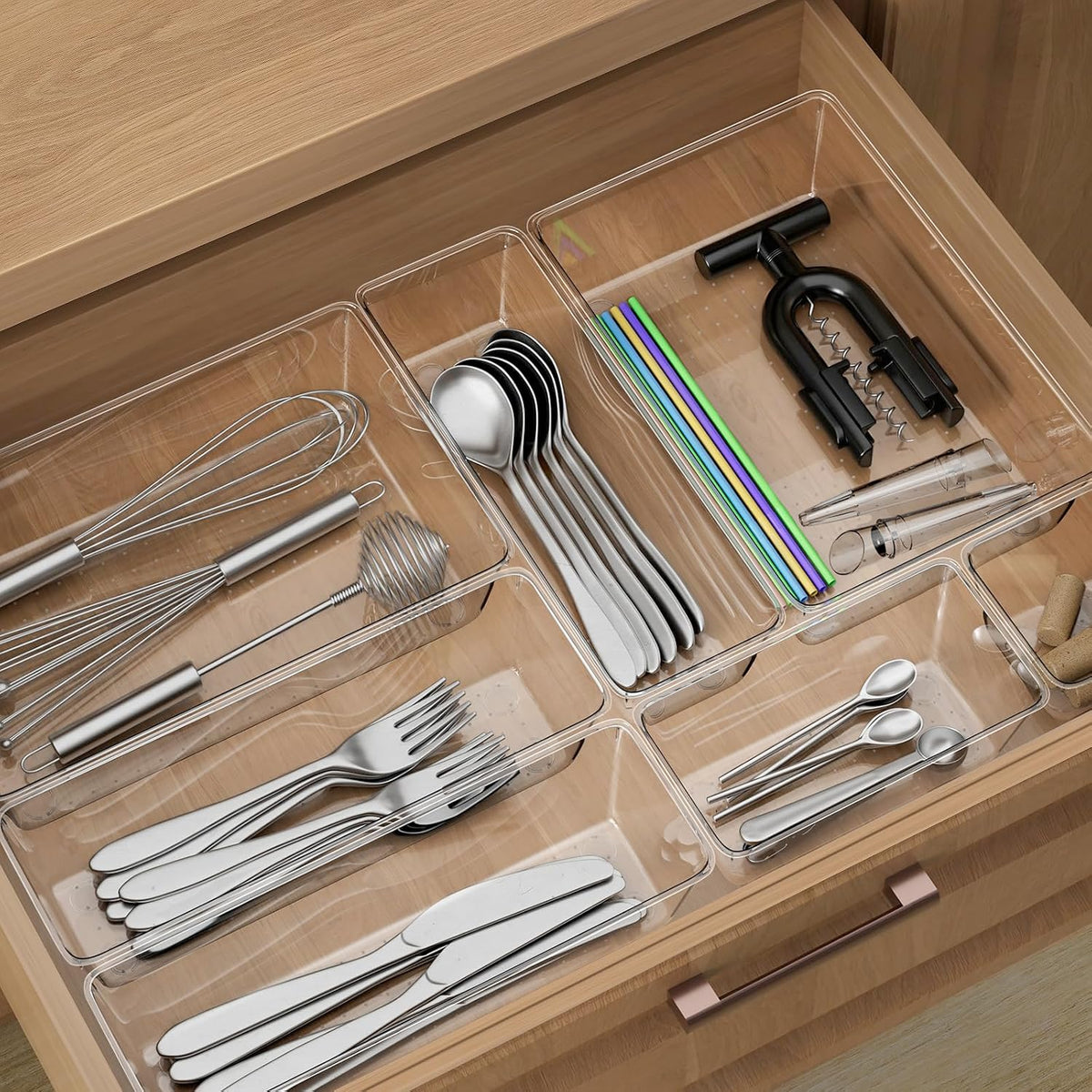 12 Pack Clear Drawer Organizer Set, 3 Sizes Bathroom Vanity Organizer Trays | Vanity and Makeup Organizer | Bathroom Organizer Trays | Storage Bins For Makeup | Cosmetics | Jewelry | Gadgets