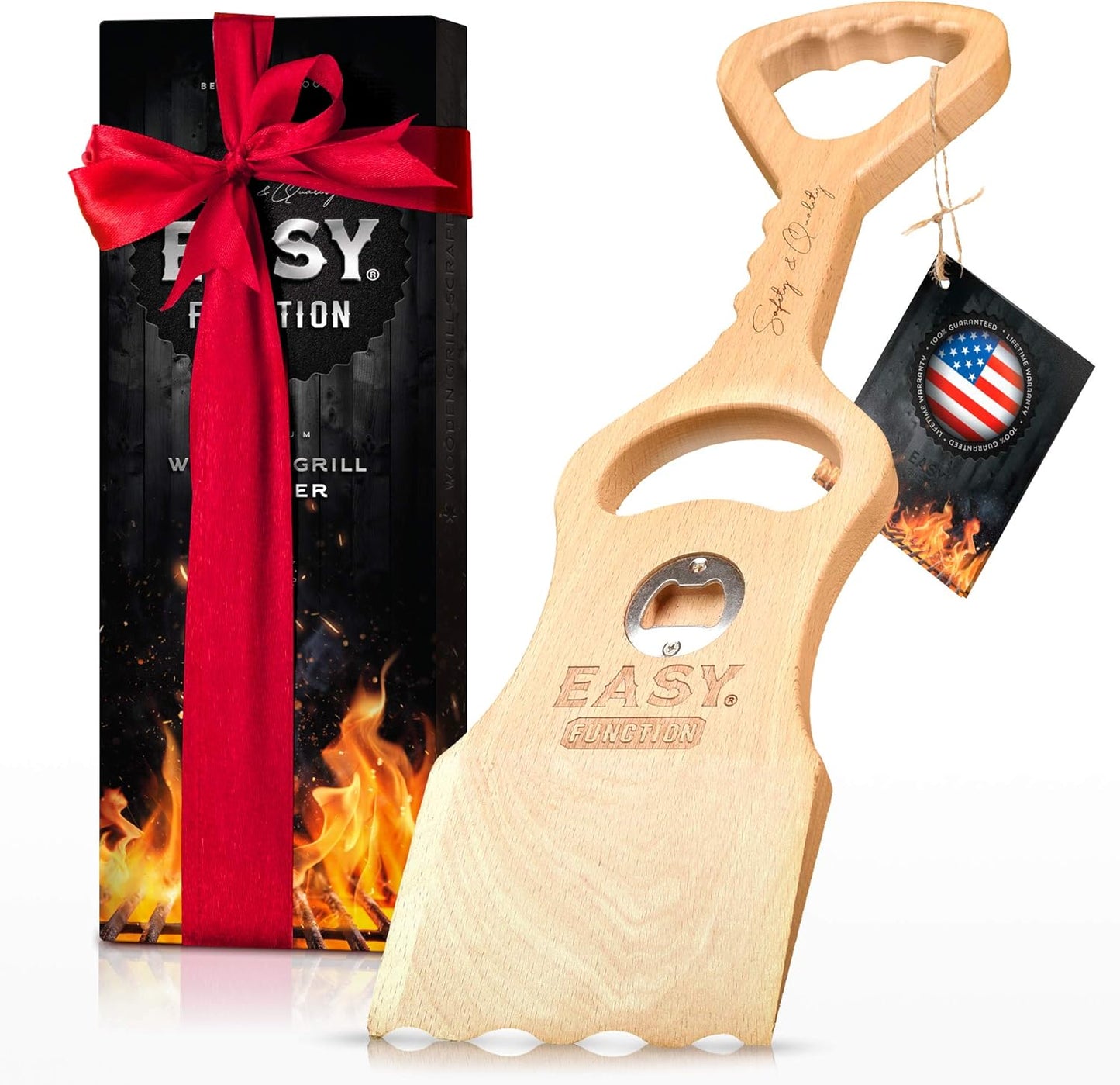 Wood Grill Scraper - Wooden BBQ Grill Brush Cleaner Alternative - Enjoy Safe & Bristle Free Barbecue