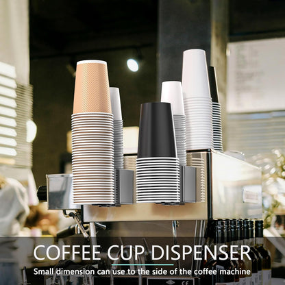 Cup Dispenser 2 Seats, Holder for 2-16 OZ Paper & Plastic Disposable Cups, Adhesive Cup Dispenser Wall Mount for Water Cooler, Coffee Station, Office, Bathroom, Wall (Dark Gray)