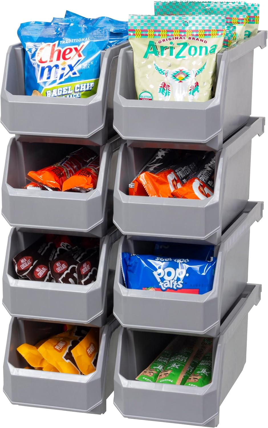 ReadySpace Medium Plastic Storage Bins, Stackable Organizer Containers for Closet Pantry Shelf Garage and Office Organization, Clear, 8 Pack