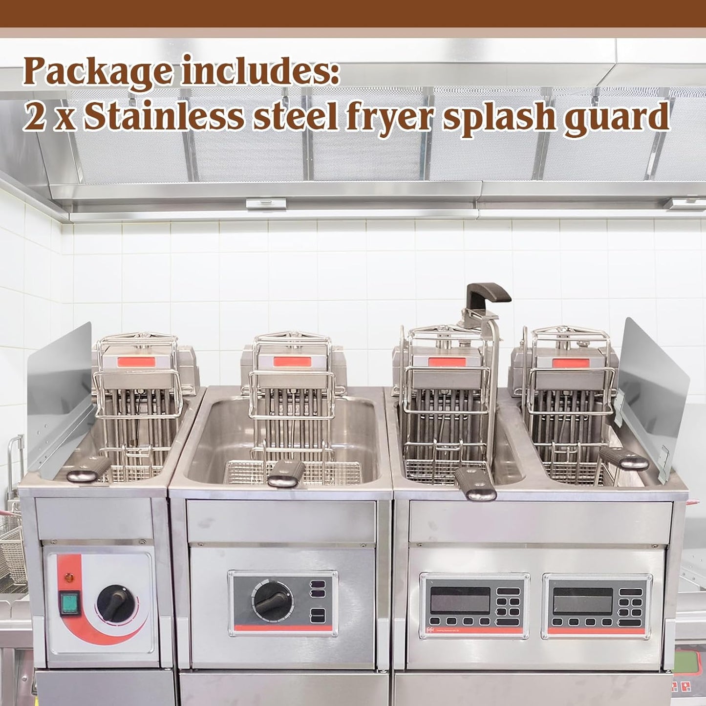 Ferraycle 2 Pack 20-1/2" W x 18" H 304 Stainless Steel Fryer Splash Guard for Stove & Kitchen, Oil Splatter Screen Protection, Heavy Duty Grease Barrier for Frying, Grilling, Easy Clean, Universal Fit