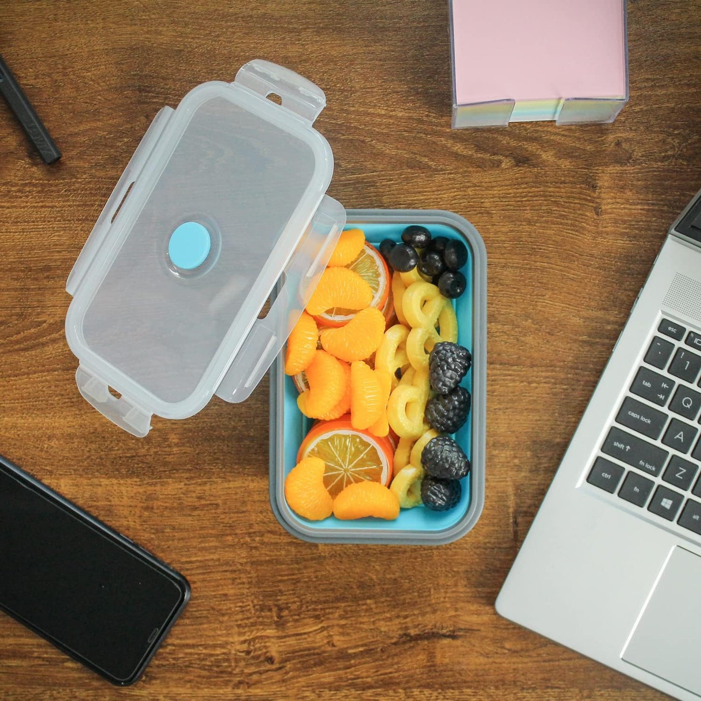 Collapsible Food Storage Containers with Lids, 4 Pack, 40 oz Silicone 1-Compartment Meal Prep Containers Reusable, Lunch Bento Boxes for Adults, Microwave Freezer Dishwasher Safe, BPA-Free, Black