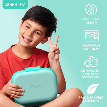 Bentgo Chill Kids Leak-Proof Lunch Box - 4-Compartment Bento Box with Built-In Ice Pack, 3.3 Cup Capacity, PFAS & BPA-Free, Microwave & Dishwasher Safe, Ideal Size for Ages 3 to 7 (Truly Teal)