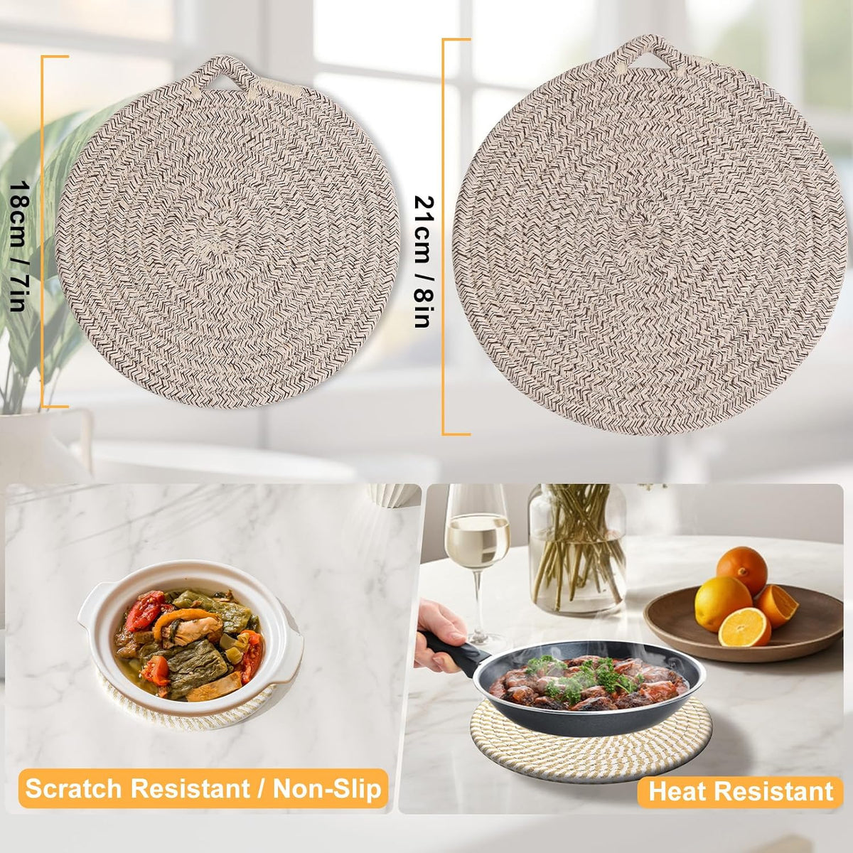 7" Trivets for Hot Dishes, 6 Pack Trivets for Hot Pots and Pans