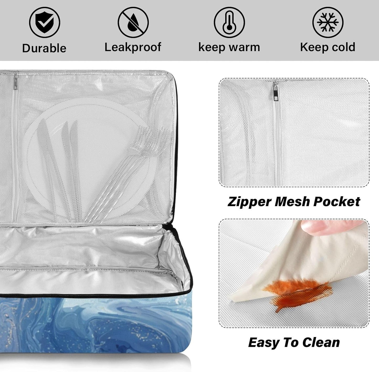 Casserole Carriers for Hot or Cold Food Reusable Casserole Dish Carrier Insulated Thermal Large Capacity Durable Perfect for Party Camping Family Gatherings Yellow Fish - Colors A