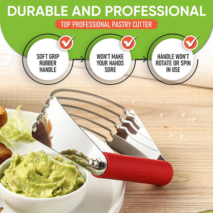 Spring Chef Large Dough Blender For Baking - Durable Pastry Blender - Black