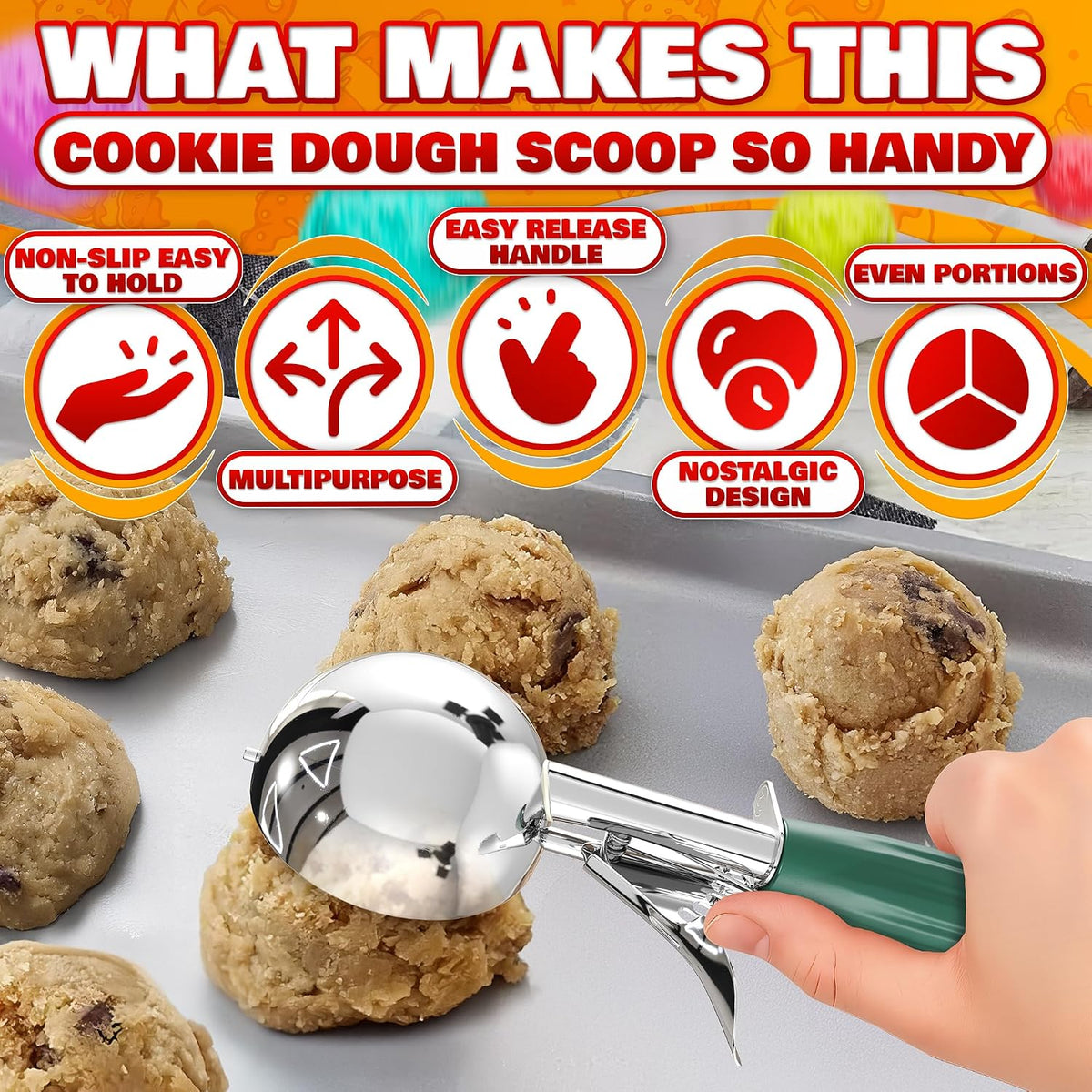 Cookie Scoops for Baking, Stainless Steel in #16, #20, #30